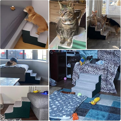Dog Stair for Small Dogs Assembled Cat Steps with Washable Cover for Couch, Low Bed (Height: 12.2”)
