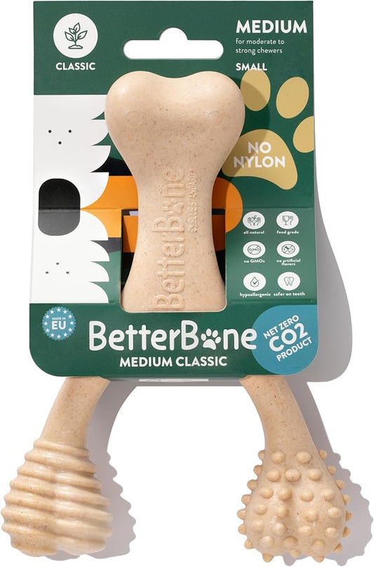 BetterBone - Medium Density - Ideal for Moderate to Strong Chewers - All-Natural, Nylon-Free Dog Chew Toys - Non-Toxic, Promotes Dental Health, Splinter-Resistant, Sustainably Made