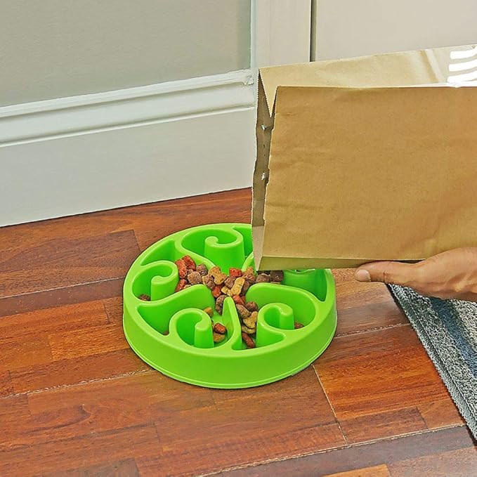 Slow Feeder Dog Bowl Anti-Choking Help Prevent Bloat Non Toxic BPA Free Feeding Dish SH-10303, Green