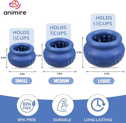 Wobbly Dog Enrichment Lick Toy, Stuffable Frozen Lick Bowl to Keep Dogs Busy, Long-Lasting Interactive Treat Dispensing Dog Toy, Silicone Fetch Catch Chew Toy(Dark Blue,L)