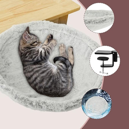 Cat Desk Bed - Cat Hammock for Desk, Soft Fabric, Adjustable Cats Shelf Beds, Easy Installation, Washable Pet Mat, Supports up to 44lbs, Table Clamp Pet Bed Cats Furniture for Kitten