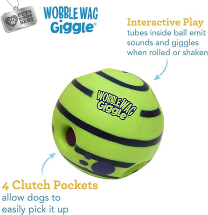 Wobble Wag Giggle Ball, Interactive Dog Toy, Fun Giggle Sounds When Rolled or Shaken, Pets Know Best, As Seen On TV