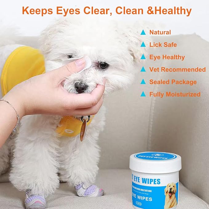 Dog Eye Wipes for Tear Stain Removal, Vet-Recommended Dog Eye Infection Treatment, Natural Dog Wipes for Discharge, Pet Eye Cleaner for Dogs&Cats, Gentle & Safe Pet Wipes for Sensitive Skin, 130 Count