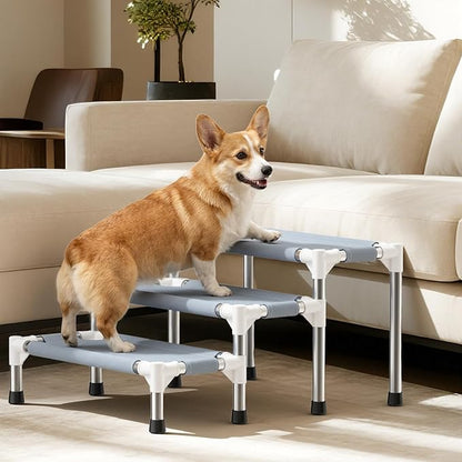 13 Inch Dog Stairs - 3 Tiers Non-Slip Dog Steps for Small Dogs, Cats & Senior Pets, Joint-Friendly Pet Steps for Bed Sofa Car, Stable Anti-Skid Bottom Pet Ladder