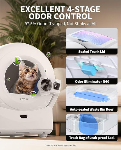 PETKIT Purobot Ultra Auto Waste Packing & Multi-Cat Toilet Behavior Ai Camera Tracking Automatic Self-Cleaning Cat Litter Box, Smart Robot with 5G WiFi App Control&Integration Safety&Odor Free