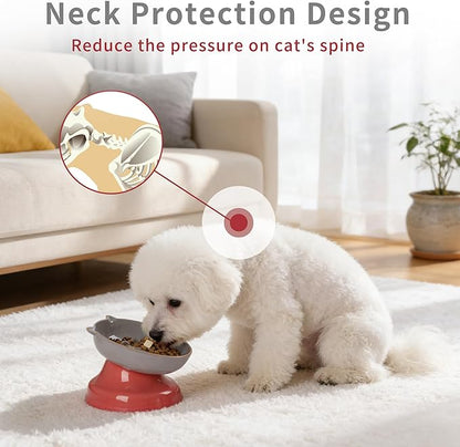 Ceramic Slow Feeder Dog Bowl, Elevated Maze Food Dish with Heavy Base, Anti Choking & Reduce Bloating, Raised Feeding Bowl for Small Medium Dogs (Grey)