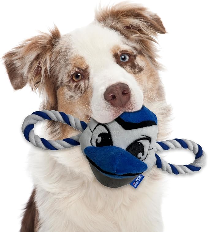Pets First MLB Toronto Blue Jays Nylon Mascot Dog Toy with Tough Dog Ropes & Inner Squeaker in Bright Team Colors