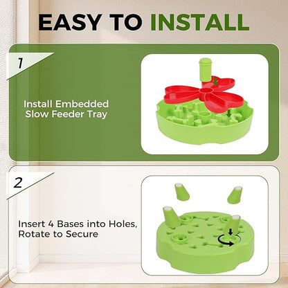 Elevated Slow Feeder Bowl for Cats and Dogs - Raised Puzzle Food Dish with Non-Slip Stand, Anti-Choke Maze Design for Fast Eaters, Indoor Pets - Improves Digestion for Kittens, Puppies (Green)