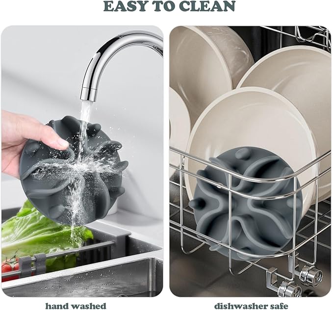 Slow Feeder Dog Bowls Insert, Silicone Slow Feeder Bowl with Strong Suction Cups Perfect for Stainless Steel Glass Ceramic Dog Bowls (Grey, Large Size)
