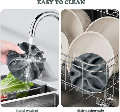Slow Feeder Dog Bowls Insert, Silicone Slow Feeder Bowl with Strong Suction Cups Perfect for Stainless Steel Glass Ceramic Dog Bowls (Grey, Large Size)