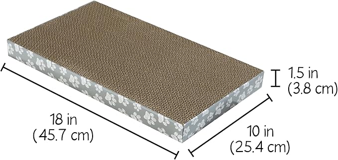 Kitty City Cat Scratcher– 3-Pack Durable Corrugated Cardboard Scratch Pads with Catnip – Double-Sided for Longer Use, Cat Claw Maintenance & Furniture Protection - Size: 10" x 18" - Grey & White