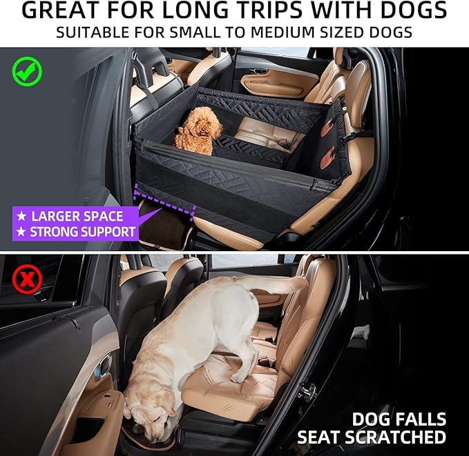 TKYZ Medium Dog Car Seat,Back Seat Extender for Dogs,Waterproof Large Dog Seat Cover for Backseat, Pet Bed for Car Hammock(Black-s)