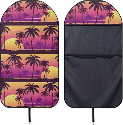 Coldinair Palm Tree Sunset Towel Seat Covers for Cars,SUVs,Trucks,Waterproof Sweating Car Front Seats Protector Cover for Workout,Gym,Beach,Universal Auto Interior Accessories for Women Men