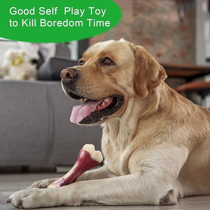 2 Pack Dog Chew Toys for Aggressive Chewers - Beef Flavor Indestructible Nylon Puppy Bone Tough Teething & Calming for Large Medium Breeds(10lbs-70lbs) Birthday Gift Christmas