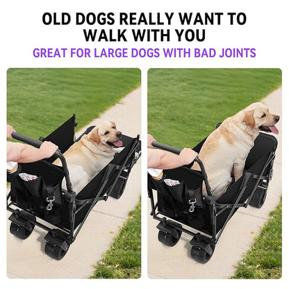 Large Dog Stroller Cart,Foldable Dog Wagon Cart for Medium & Large Dogs with Tailgate