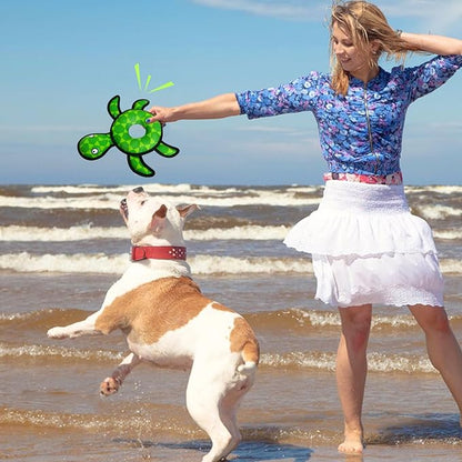 Squeaky Dog Toys, Floating Dog Toys for Indoor or Outward Play, Swim Ring Design Interactive Dog Gifts for Small and Medium Dogs - Turtle