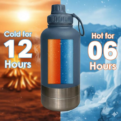 Love Wag & Play Dog Water Bottle with Food Bowls, Portable Stainless Steel Bottle for Dogs, Leakproof Travel Design with Detachable Bowls for Walks, Hikes and Outdoor Adventures (32 oz)