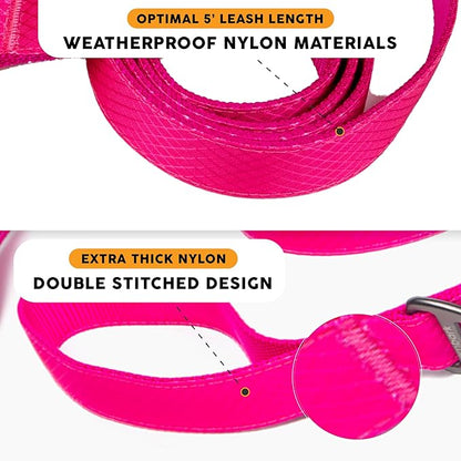 Embark Adventure Dog Leash – Strong & Sturdy for Small, Medium & Large Dogs, Colorful (Pink, 5 Ft)