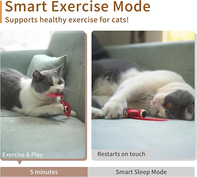 Kitifish Automatic Cat Toys for Indoor Cats, Interactive Cat Feather Toys with Feather and Bell, Smart Electric Moving Kitty Toy, kitifish Toys, Stiulate Hunting Instinct for Your Kitty