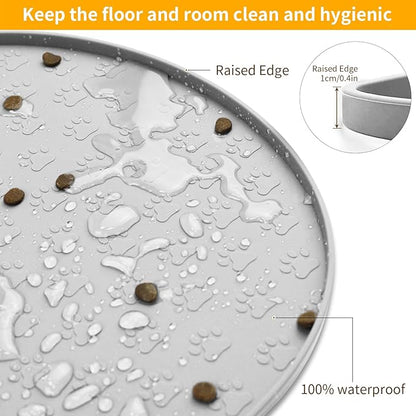 KPWACD Dog Food Mat Anti-Slip Bowl Mats for Food and Water, High-Lips Waterproof Pet Placemat Prevent Messy Spills to Floor, Silicone Puppy Feeding Trays for Large Medium Small Dogs Cats