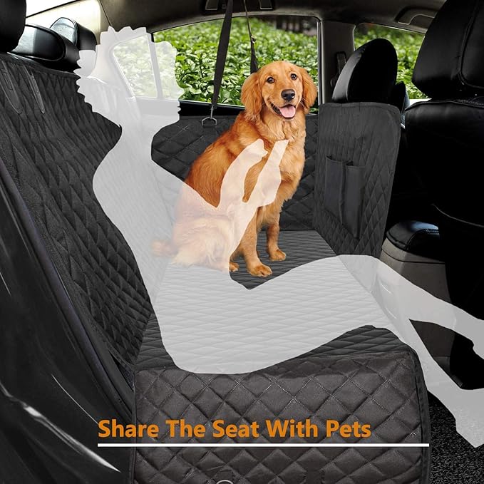Vailge Dog Car Seat Cover for Back Seat, 100% Waterproof Scratch Proof Nonslip Back Seat Pet Cover for Dogs, 600D Heavy Duty Dog Hammock for Back Seat Car Trucks SUV