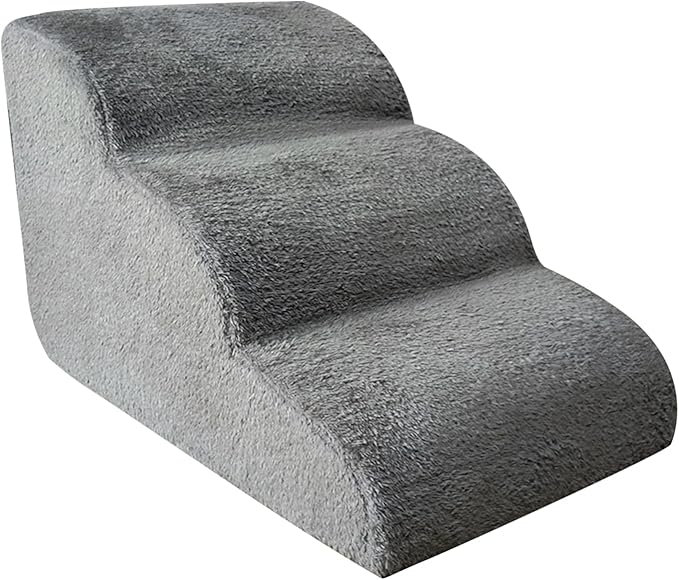 Dog Stairs Ramp for High Bed and Couch, SHUAIGUO Non Slip Pet Ramp Steps with Removable Cover, Extra Wide Pet Ramp with High Density Foam for Small Dog Cat, 3-Tiers
