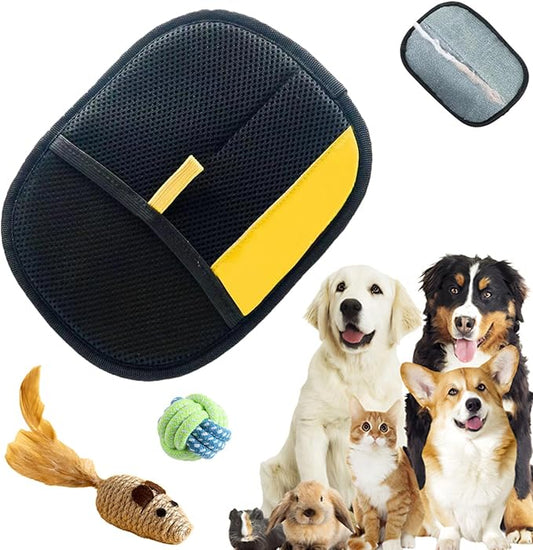 Pet Hair Remover Electrostatic Gloves, Pet Hair Remover Glove Washable, Reusable Cat Dog Grooming Mitt for Couch, Furniture, Carpet, Car Seat (Yellow 1PC)
