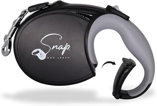Snap Retractable Dog Leash with Built-in Clip, Hands-Free Connection, Reflective 16-ft Tape, Brake and Lock, Tangle-Free, for Medium and Large Dogs