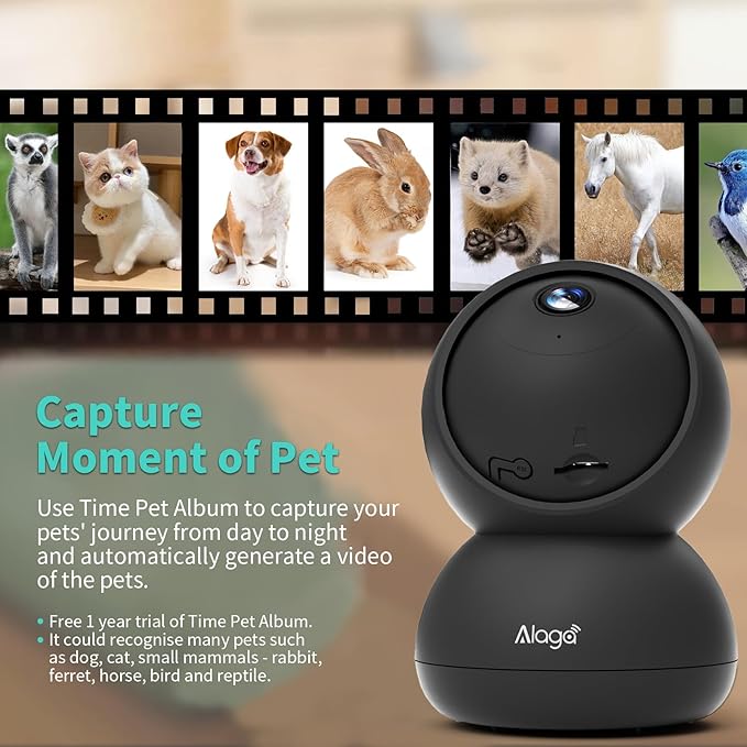 5MP Indoor Security Camera, 2.4G/5G Dual-Band WiFi Home Camera with 360° View, Smart Motion Tracking, Two-Way Audio, Night Vision, Plug-in Monitor for Baby Pet Elder Works with Alexa, Black
