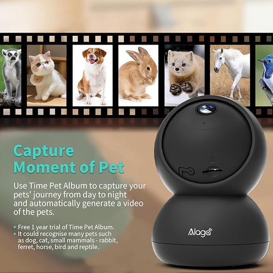 5MP Indoor Security Camera, 2.4G/5G Dual-Band WiFi Home Camera with 360° View, Smart Motion Tracking, Two-Way Audio, Night Vision, Plug-in Monitor for Baby Pet Elder Works with Alexa, Black