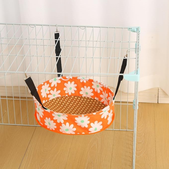 Cat Hammock Cat Hanging Bed for Cage, Adjustable Straps, for Kennel Chair with Metal Frame, for All Seasons (Blue, L)