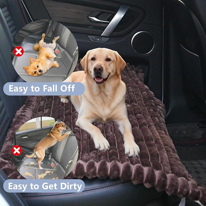 Waterproof Backseat Pet Bed Mat,Soft Plush Pet Seat Cover, Thickened Backseat Dog Bed Mat, Washable & Non-Slip Travel Pet Mat for Small Medium Dogs, Fits Car, Truck & SUV