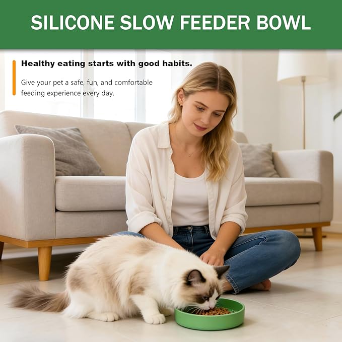 Silicone Slow Feeder Cat Bowl for Small Dogs, Strong Suction Cup Anti-Tip Anti-Choking Chew-Resistant Pet Feeding Bowls