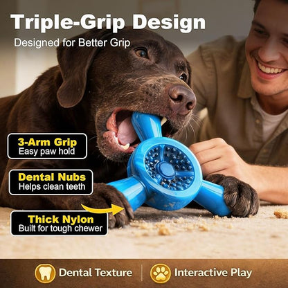 Dog Chew Toy for Aggressive Chewers – Tough Nylon Dog Toy for Teething Small Breeds, Durable Puppy Bone for Teeth Cleaning & Boredom Relief, Ideal Dog Birthday Gift,Ocean Blue