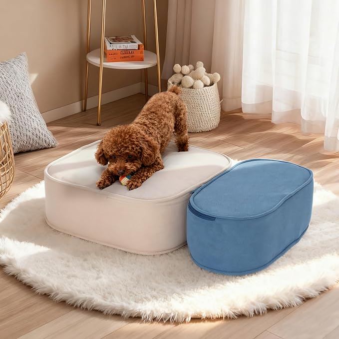 Dog Stairs for Small Dogs 11.8" H,2 in 1 Dog Steps for High Bed Couch 2-Step Pet Stairs for Dogs to Get On Bed,High Density Foam Non-Slip Pet Ramp for Puppy Older Cat