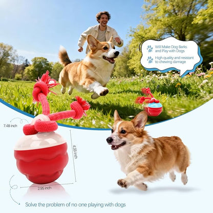 2026 New Interactive Dog Toys, Automatic Moving Dog Ball for Small/Medium/Large Dogs, Interactive Smart Rolling Dogs Toy Ball with Light Up to Keep Them Busy(Red)