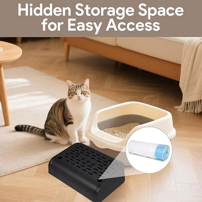 Cat Ramp for Litter Box Step, Self Cleaning Cat Litter Box Ramp Trapper with Storage, Small Step Pedal Stool with Filter Function Steps for Small & Elderly Cats(Black 11.8"x 7.87"x 3.3")