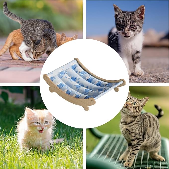 Cat Deck Chair – Pet Cooling Mat, Summer Recliner Hammock, Ice Nest Sofa Cradle | Breathable Soft Design Comfortable Resting Spot for Cats Small Pets Indoor Use