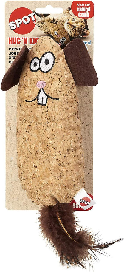 SPOT Corkies Hug N Kick Catnip Cat Toy – Natural Cork and Feathers, Engaging Enrichment for Cats, Promotes Activity, Eases Stress, Ideal for Indoor Pets, Assorted Styles, 1 Piece