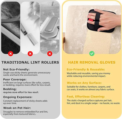 Pet Hair Removal Glove Brush – Reusable Grooming Tool for Cats and Dogs, Ideal for Clothing, Furniture, Carpets, Cat Beds, Car Seats, and More – Upgraded Static Fur Remover (1 Piece)
