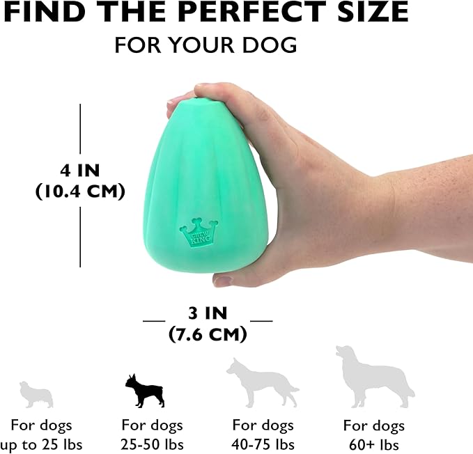 Chew King by Mammoth Premium Treat Dispensing Dog Toy, Durable Natural Rubber Chew Toy, Safety Air Vent, Interactive Enrichment Toy for Aggressive Chewers, Large Pack of 2- Teal