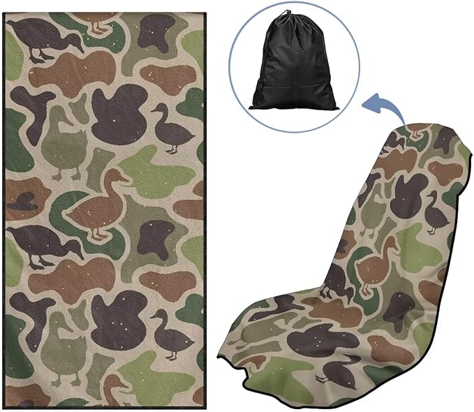 SEANATIVE Duck Camo Seat Cover Universal Car Sport Towel Seat Cushion Sweat-Absorbent Towel Cloth Suitable for All Seasons Beach Seat Cover Washable