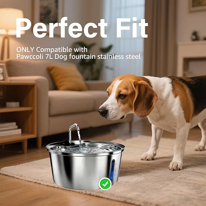 16+16 Pack Replacement Filters for Pawccoli 7L/1.8Gal Dog Water Fountain Stainless Steel, Includes 16 Filters & 16 Sponges