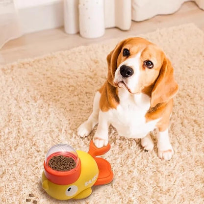 Duck-Shaped Interactive Pet Feeder - Slow Eating Puzzle Toy with Treat Dispenser for Mental Stimulation Yellow/White (White)