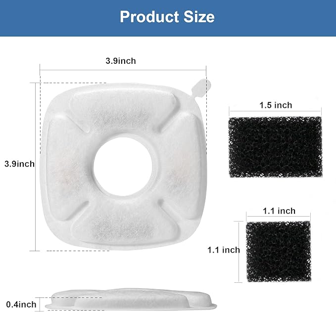 Brand 16 Pack Replacement Filters & 16 Pack Replacement Pre-Filter Sponges for Veken 95oz/2.8L Bellflower Pet Fountain Cat Water Fountain Dog Water Dispenser