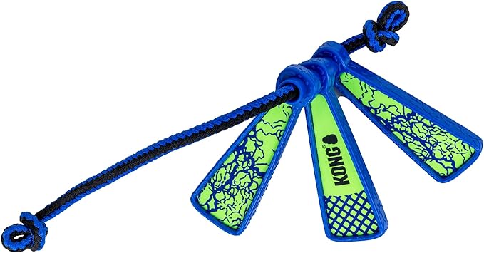 KONG Whirlz Dog Fetch Toy – Durable Squeak-Free Rope & Throw Combo, Unpredictable Bounce, Floats in Water, All-Season Outdoor Play (Rope)