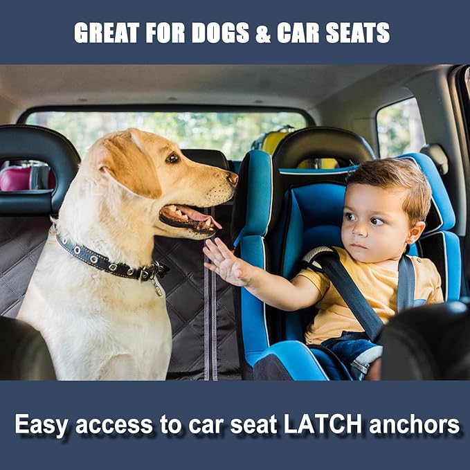 ZQ Trucks Dog Car Back Seat Cover for Ram1500/F150/GMC Sierra/Tacoma/Chevrolet Silverado, Access for Middle Seatbelt, Waterproof Bench Seat Protector for Pickups Nonslip Rear Dog Cover