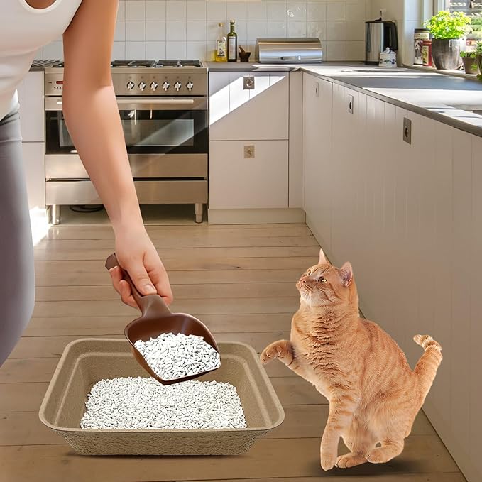 8 Pack Disposable Cat Litter Box, 17 x 13.2 x 4 Inch Large Kitty Litter Box Pans Paper Cat Litter Tray for Hamster, Guinea Pig, Rabbit, Portable