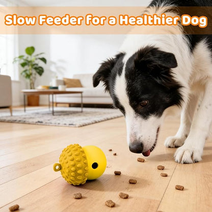 Dog Treat Toys for Puppy, Silicone Dog Toy Treat Dispenser Slow Feeder, Dog Interactive Toys for Boredom, Dog Enrichment Toys to Keep Them Busy, Interactive Dog Toy 1 Pack (Yellow)