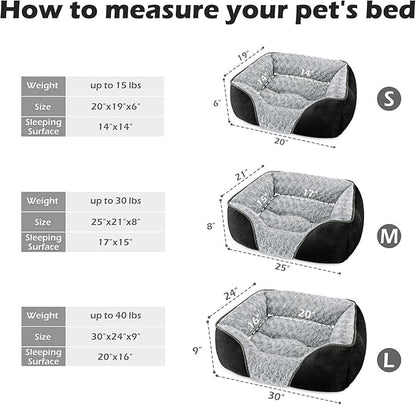 INVENHO Small Dog Bed Rectangle Washable Orthopedic Soft Calming Sleeping Durable Pet Cuddler with Anti-Slip Bottom